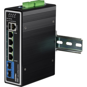 TRENDnet TI-BG62i 6-Port Gigabit Ethernet Switch, 4 Gigabit PoE++, 2 SFP slots, 12 Gbps switching capacity, DIN-rail mount